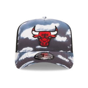 New Era, Sapca de bumbac cu logo cu segmente de plasa Chicago Bulls, Negru/Gri 3