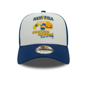 New Era, Sapca de bumbac cu logo cu segmente de plasa Food Burger, Albastru 2