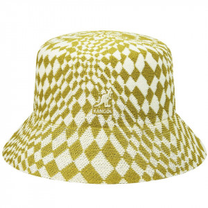 Kangol-palarie-warped-check-bucket-galben