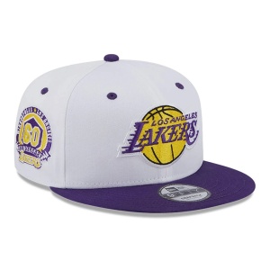 New Era, Sapca baseball 9fifty patch Los Angeles Lakers, Alb mat