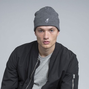 Kangol, Caciula elastica cu logo brodat, Gri antracit