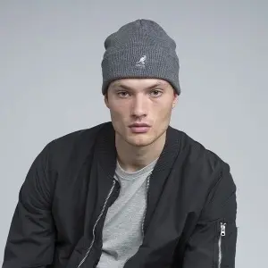 Kangol, Caciula elastica cu logo brodat, Gri antracit