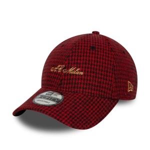 New Era, sapca baseball houndstooth AC Milan, Rosu