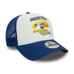 New Era, Sapca de bumbac cu logo cu segmente de plasa Food Burger, Albastru 3