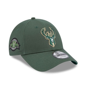 New Era, Sapca ajustabila 9forty patch Milwaukee Buks, Verde englez 3