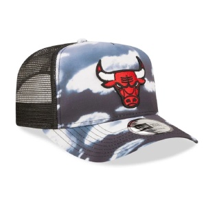 New Era, Sapca de bumbac cu logo cu segmente de plasa Chicago Bulls, Negru/Gri 2