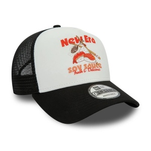 New Era, Sapca de bumbac cu logo cu segmente de plasa Food Sushi, Negru 3