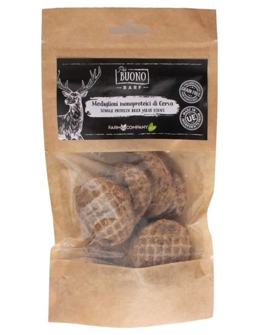 M-PIU148 Farm Company Recompense Caini - Piu Buono Deer Meat Coins Monoprotein 70g