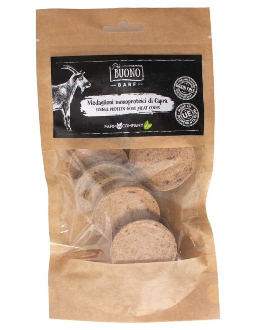 M-PIU149 Farm Company Recompense Caini - Piu Buono Goat Meat Coins Monoprotein 70g