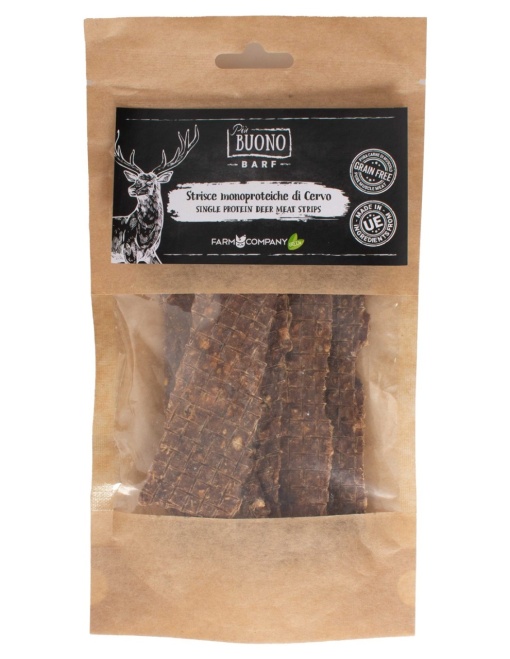 M-PIU159 Farm Company Recompense Caini - Piu Buono Goat Meat Strips Monoprotein 70g