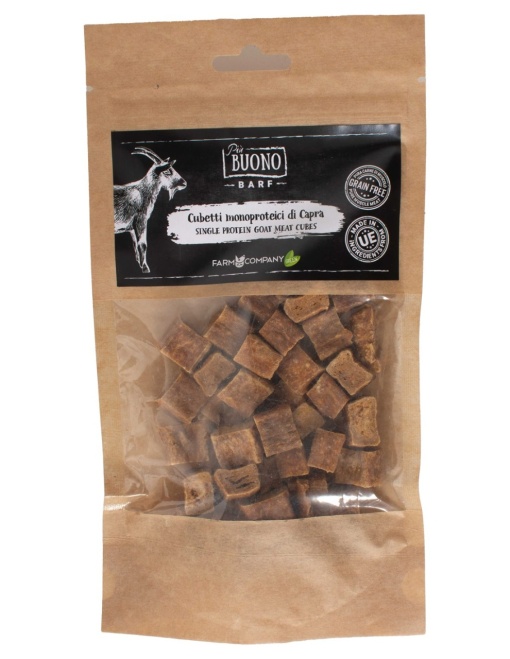 M-PIU154 Farm Company Recompense Caini - Piu Buono Goat Meat Cubes Monoprotein 70g