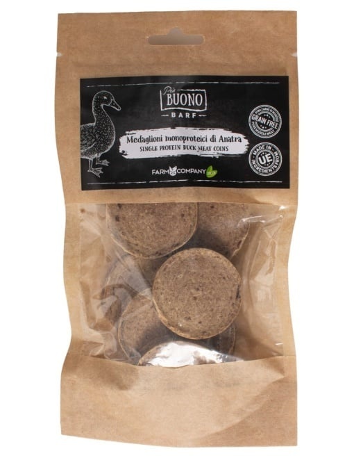 M-PIU145 Farm Company Recompense Caini - Piu Buono Duck Meat Coins Monoprotein 70g
