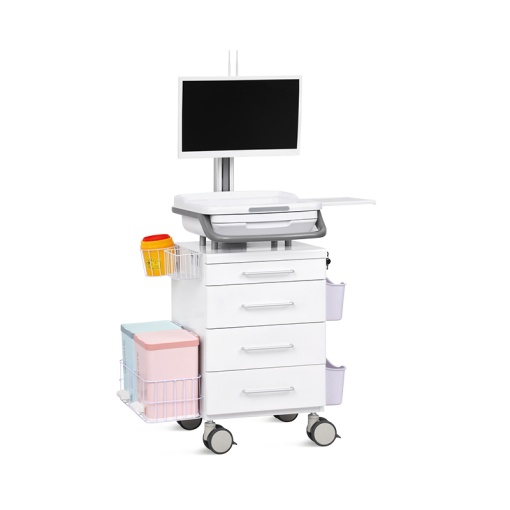 Statie de lucru mobila cu sistem wireless si suport monitor, pentru medii clinice, SAIKANG