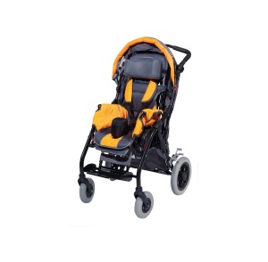 Scaun cu rotile Sammy pentru copii din aluminiu, ajustabil, cu parasolar, negru - Img 1