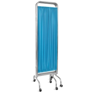 Paravan medical din otel inoxidabil cu tesatura albastra, SAIKANG - Img 3