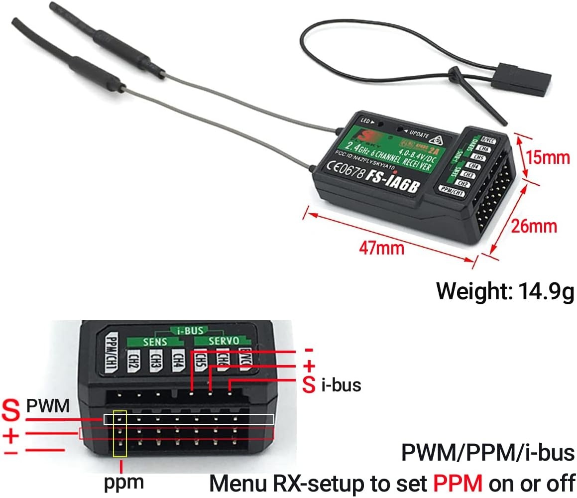 Radiocomanda FLYSKY FS-i6 2.4GHz, 6 canale, cu receptor FS-iA6B