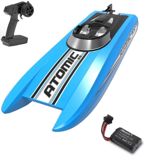 Barca cu telecomanda VolantexRc ATOMIC XS complet echipata, viteza 30km/h, 272mm, albastru