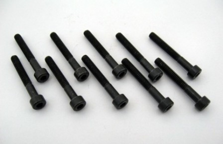 Fekete részlegesen menetes csavar M3 x 30 mm (10 db)