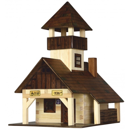 Set constructie arhitectura Refugiu montan, 135 piese din lemn, Walachia