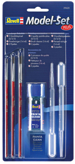 Set Revell cu 6 unelte pentru vopsit machete (3 pensule, 2 pipete, 1 curatitor)