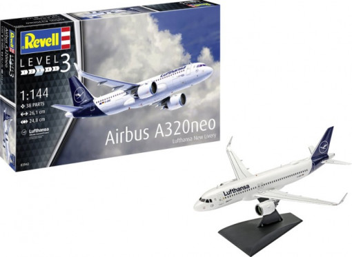 Macheta avion Revell Airbus A320 Lufthansa New Livery, scara 1:144, KIT