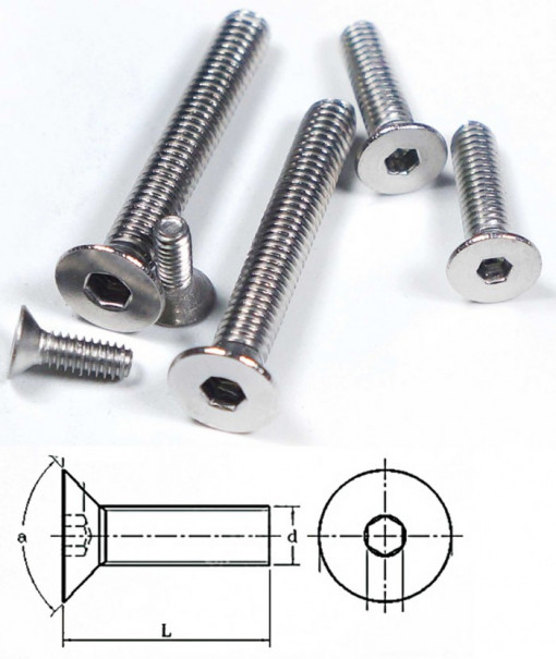 Surub otel inoxidabil, cap imbus ingropat, M3x10mm (30 buc)