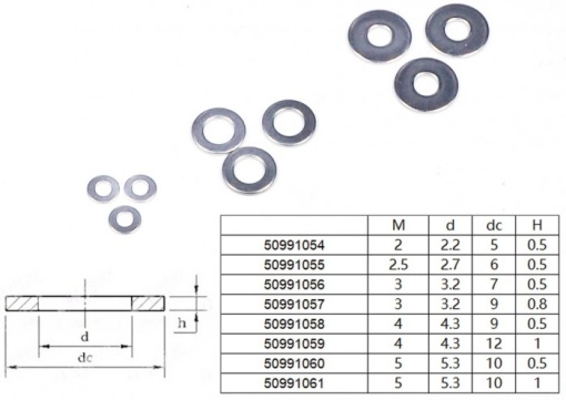 Rozsdamentes acél alátétek M2.5, D6xd2.7x0.5mm (30 db)
