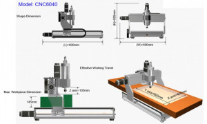4 tengelyes marógép 600 x 400/ 2200W/ USB MACH3 kézikerékkel - Img 6
