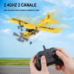 Avion cu telecomanda PIPER J3-CUB, complet echipat, cu stabilizator electronic, 2.4 GHz (338 mm) - Img 2