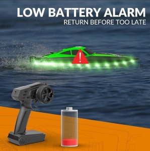 Barca cu telecomanda VolantexRc VECTOR LUMEN complet echipata, viteza 32km/h, 300mm, banda LED, verde - Img 6