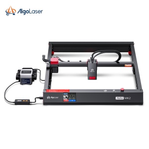 CNC lézergravírozó és vágógép ALGOLASER ALPHA MK2, lézer dióda teljesítmény 20W, 400x410 mm, vágási mélység max. 30mm és gravírozás fára, MDF, műanyag, rozsdamentes acél, üveg, kő, papír, kerámia, bőr, textíliák. - Img 1