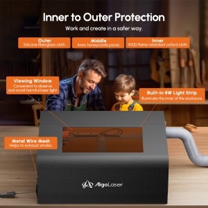 Incinta Ignifuga cu lumina si cooler evacuare fum pentru laser CNC - Img 3