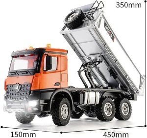 Jucarie Basculanta cu telecomanda, HUINA, piese metalice, tractiune 6x6, sunete si lumini, 11 canale, scara 1:14, 2.4GHz - Img 5