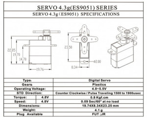 Servo PICO Emax ES9051 0.8 Kg-cm/ 0.09s Digital, cu set de accesorii - Img 3