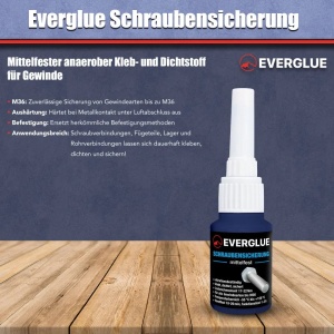 Solutie Everglue antivibratii fixare filet de rezistenta medie, demontabil pana la M36, 10 g - Img 4