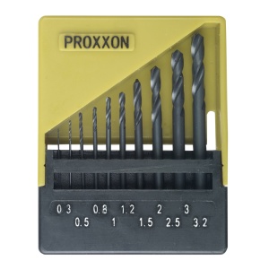 10 darabos HSS fúrókészlet, DIN 338, 0,3 - 3,2 mm, Proxxon 28874 - Img 1
