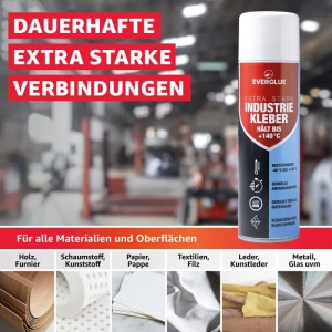 Adeziv spray industrial Everglue Extra Strong 140, rezistent la temperatura, flacon 500 ml - Img 2
