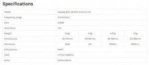 FPV SpeedyBee V2 5,8 GHz/ 2,8dBi SpeedyBee V2 FPV antenna egyenes MMCX csatlakozóval - Img 10