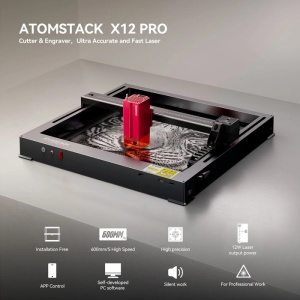 Masina CNC de gravat si taiat cu laser dual ATOMSTACK X12 Pro, putere 50W (laser 12W), 365x305 mm, adancime taiere max. 20mm si gravare pe lemn, plastic, piele, placi PCB, textile, sticla, si unele tipuri de metal - Img 2