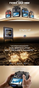 Radiocomanda RadioMaster TX16S MK3 MAX cu protocol Gemini-X dual band ExpressLRS, 2.4GHz/ 900MHz, touchscreen color - Img 3