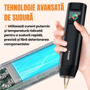 Aparat de sudura in puncte puternica, portabil, cu 2 pini, 2 moduri, automat si manual, ecran LCD color 1.5", 90-99 trepte de putere, monitorizare temperatura, acumulator reincarcabil integra, cu banda de nichel inclusa, pentru lipit acumulatori - Img 4