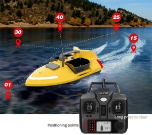 Csali, úszó és csali csónak, GPS, három tartály, kapacitás 2 kg, hatótávolság 500 m, akkumulátor 12000 mA, rádió távirányító 2.4GHz, fluoreszkáló ház. - Img 4