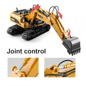 Játék kotrógép távirányítóval, fém vödör, 15 funkció, 1:14 méretarány, 2.4GHz - Img 8