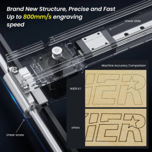 Masina CNC de gravat si taiat cu laser quad ATOMSTACK iKier K1 Pro, putere 130W (laser 24W), 410x410mm, taiere pana la 20mm dintr-o singura trecere si gravare pe lemn, plastic, piele, placi PCB, textile, sticla, si unele tipuri de metal - Img 7