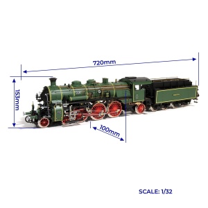 Modellvasúti gőzmozdony OcCre S3/6 BR-18 gőzmozdony S3/6 BR-18 KIT, 1:32 méretarány (G-45), 2342 darab - Img 10
