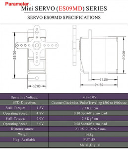 Servo NANO Emax ES09MD 14.8g MG Digital, cu set de accesorii - Img 4