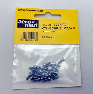 Surub cu cap cilindric din otel, cap linie, M2.5 x 6 mm (20 buc)