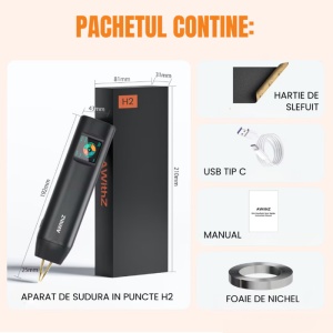 Aparat de sudura in puncte puternica, portabil, cu 2 pini, 2 moduri, automat si manual, ecran LCD color 1.5", 90-99 trepte de putere, monitorizare temperatura, acumulator reincarcabil integra, cu banda de nichel inclusa, pentru lipit acumulatori - Img 11