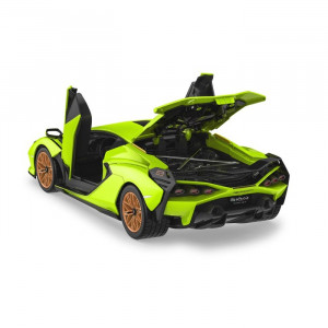 Autóépítő készlet távirányítóval Lamborghini Sian FKP 37, 1:18 méretarány, zöld, 72 alkatrész, 72 db - Img 7