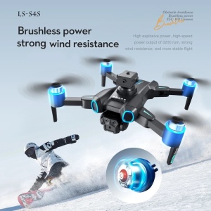 LS-S4S dual HD FPV FPV kamera drón kefe nélküli motorokkal, akadályelkerüléssel, magasságtartással, összecsukható, 2 akkumulátorral - Img 4